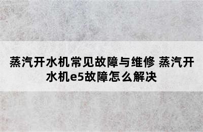 蒸汽开水机常见故障与维修 蒸汽开水机e5故障怎么解决